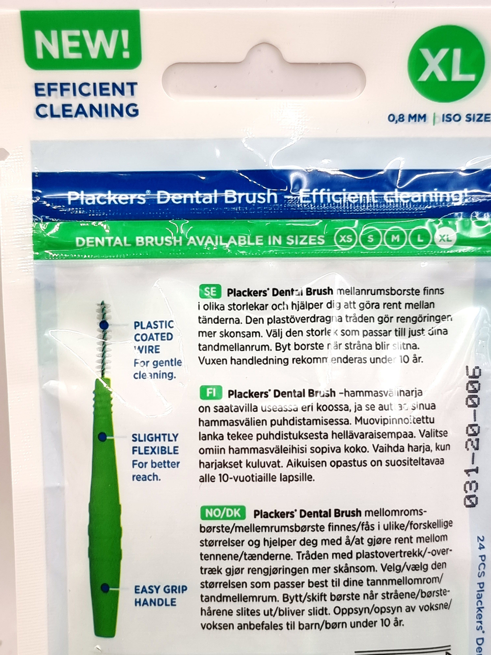 Межзубные ершики Plackers Dental Brush XL 0,8 мм 24 шт. зеленая