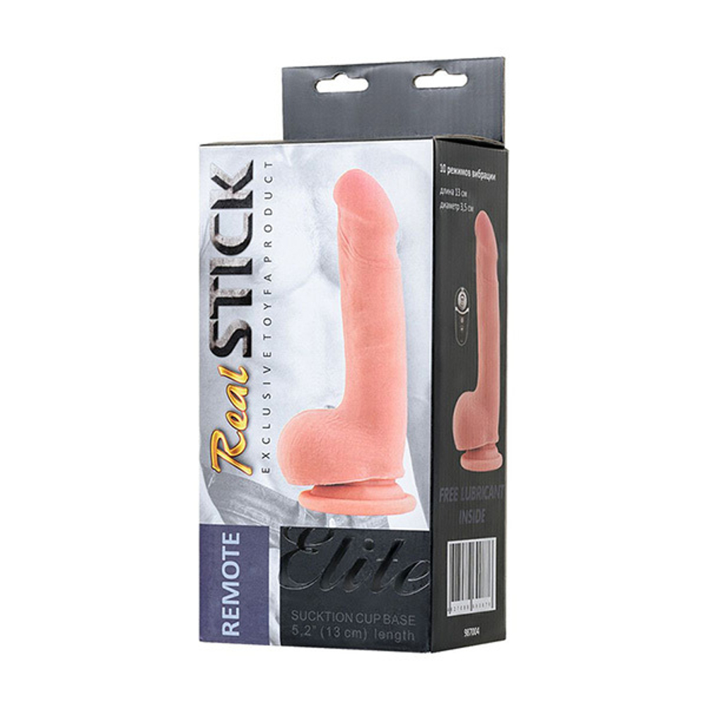 Реалистичный перезаряжаемый вибратор 18,5см с пультом ДУ ToyFa RealStick Elite Vibro 987004