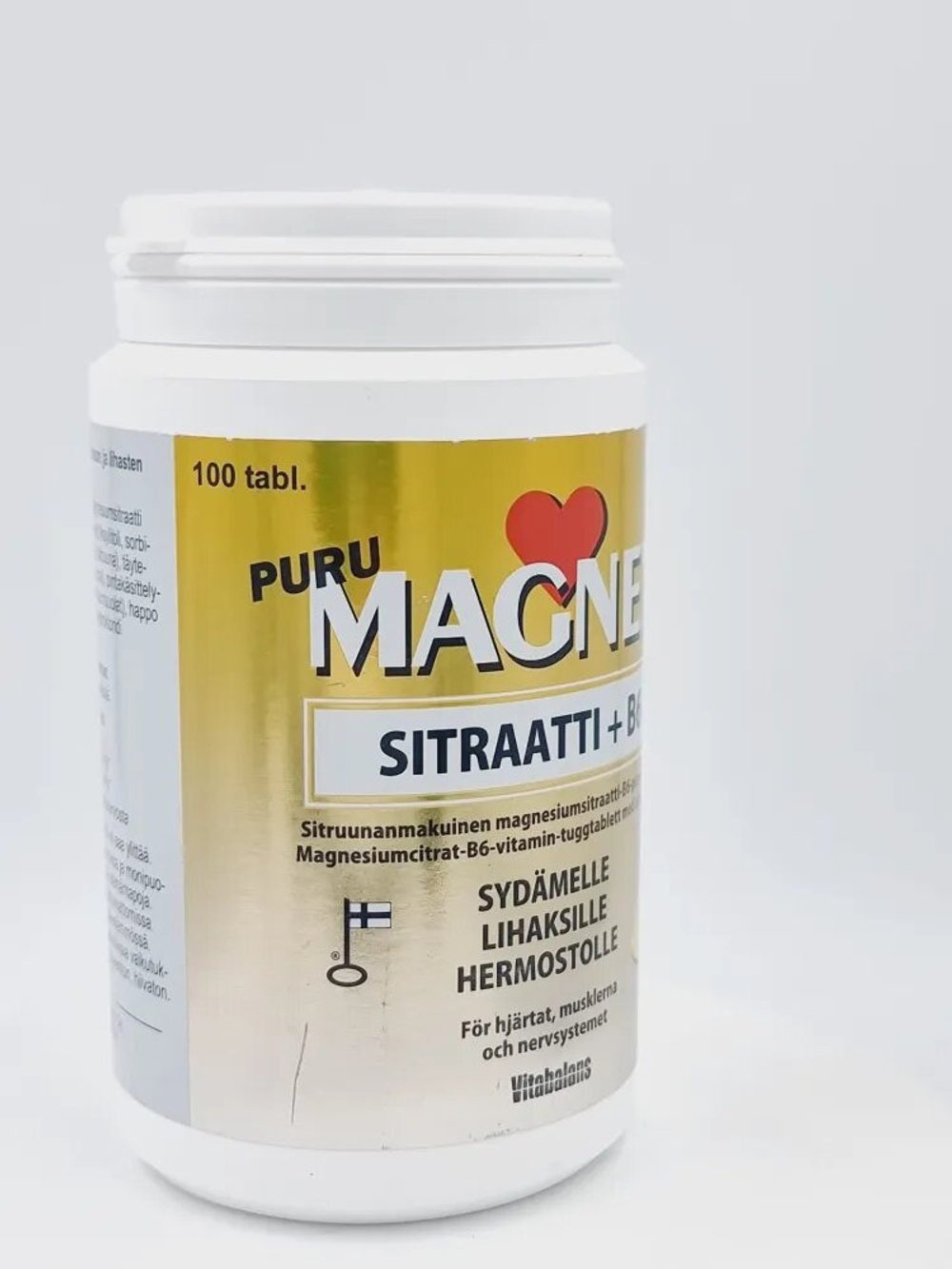 Magnex Sitratti+B6, Vitabalans 100 жевательных таблеток, магний 375 мг+В6 3 мг, 205 г