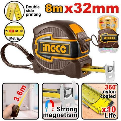 Измерительная рулетка 8х32 мм с магнитным захватом INGCO HSMT80832M INDUSTRIAL