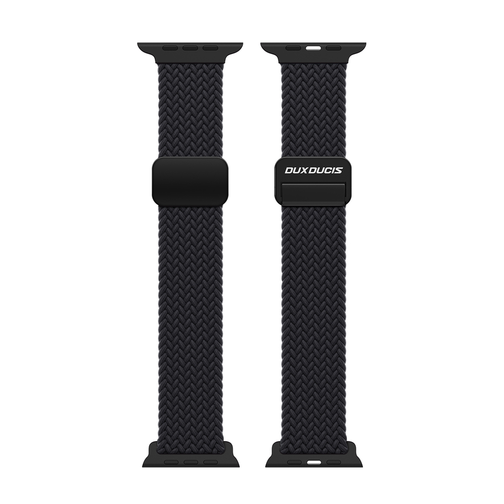 Эластичный ремешок черного цвета (Midnight) от Dux Ducis для смарт часов Apple Watch размером 42, 44, 45, 46, 49MM, серия Strap (Mixture Pro Series)