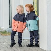 Толстовка Колор блок "Графит/Коралл" утепленная