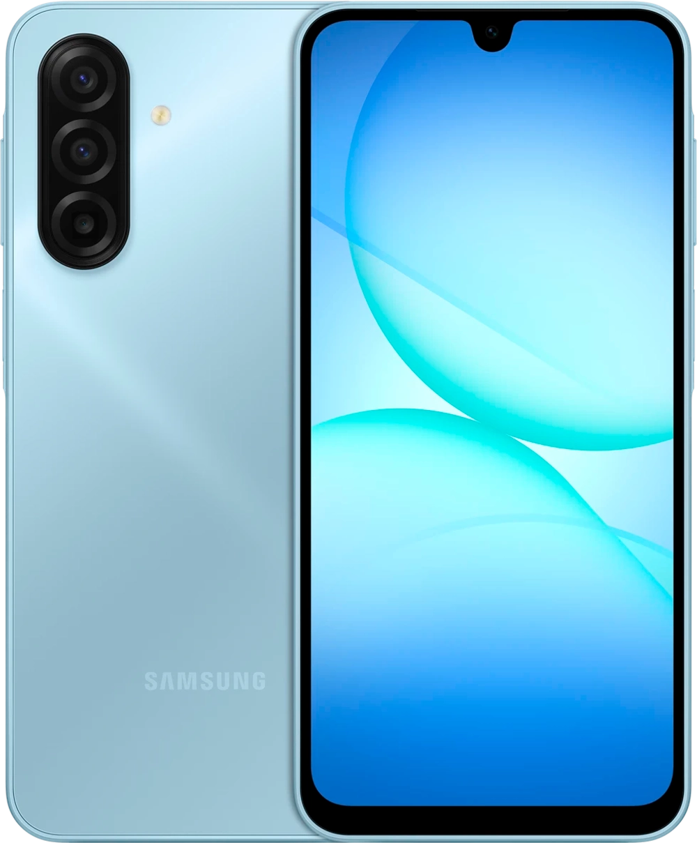 Смартфон Samsung SM-A175F Galaxy A17 128Gb 4Gb голубой моноблок 3G 4G 2Sim 6.7" 1080x2340 Android 15 50Mpix 802.11 a/b/g/n/ac NFC GPS GSM900/1800 GSM1900 microSD max2048Gb