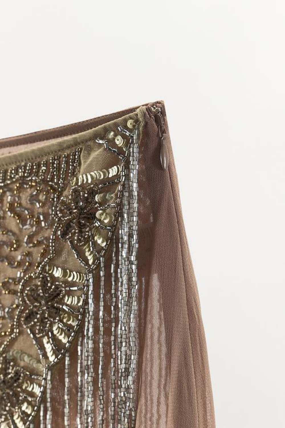 ZARA ЮБКА ПАРЕО С БУСИНАМИ И БАХРОМОЙ, РОЗОВАТЫЙ