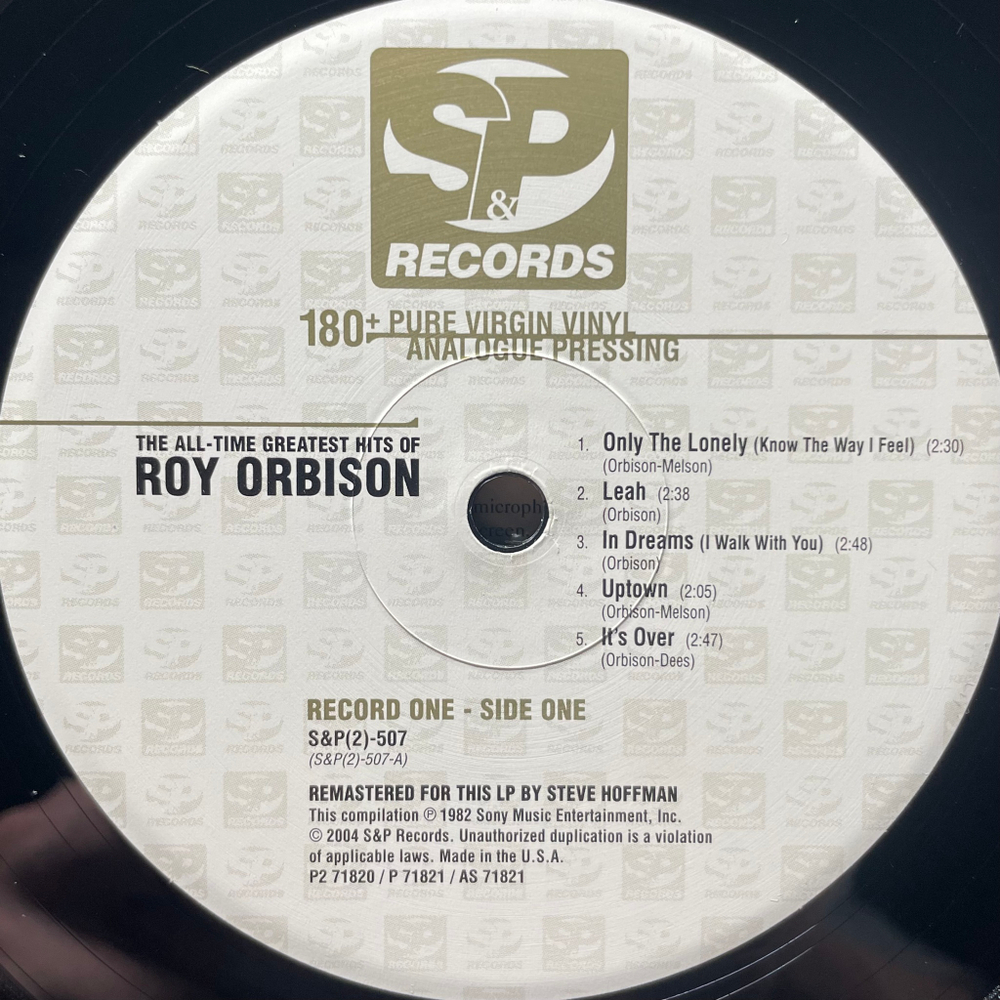 Roy Orbison ‎– The All-Time Greatest Hits Of 2LP (США 2004г.)