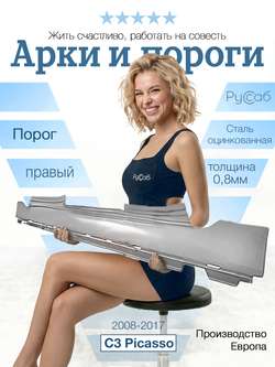 Порог правый Citroen C3 Picasso 2008-2017 (Klokkerholm)
