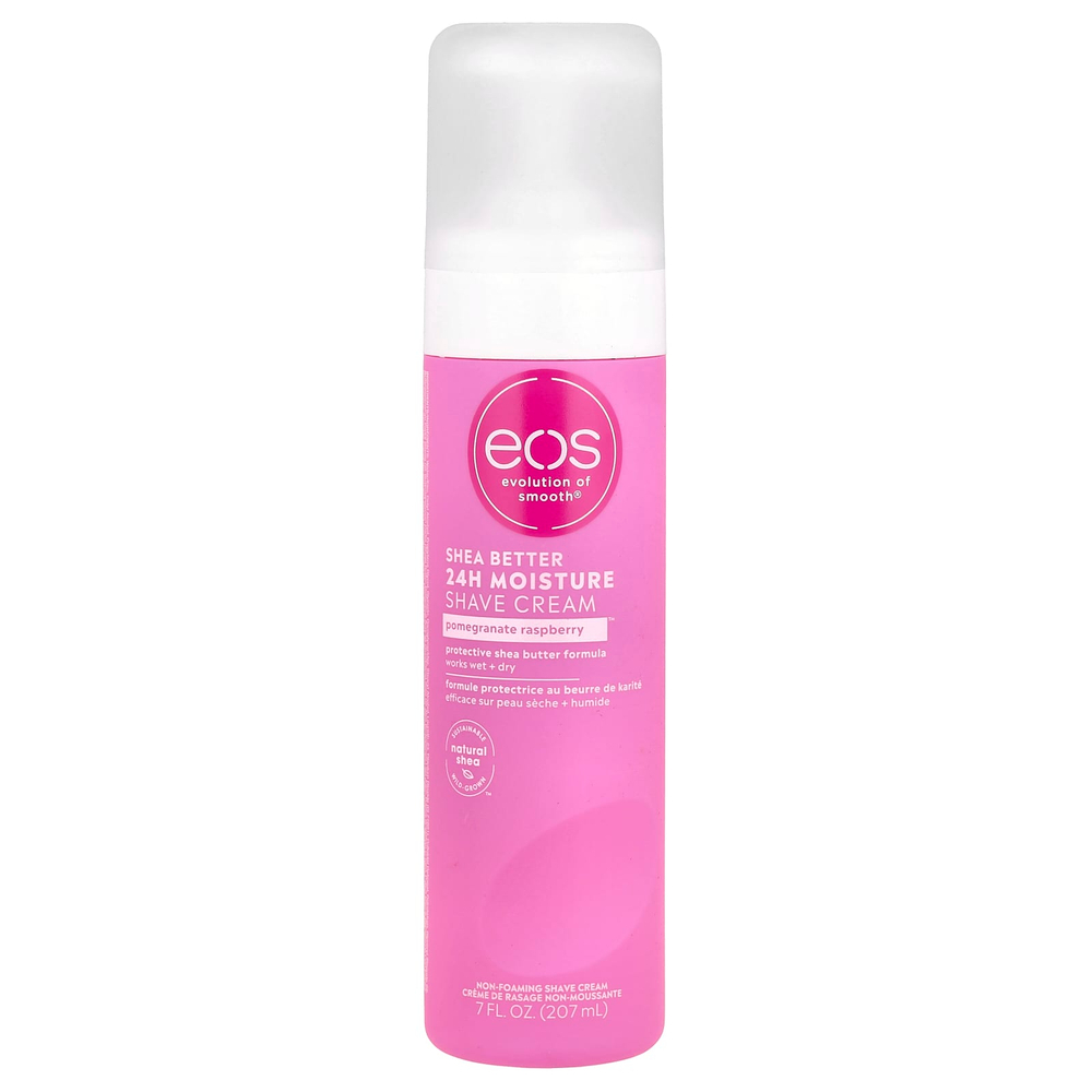 EOS, Shea Better ™, увлажняющий крем для бритья на 24 часа, гранат и малина, 207 мл (7 жидк. Унций)