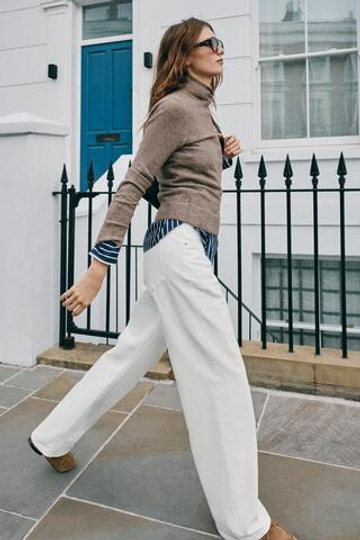 ZARA СВИТЕР С ПУГОВИЦАМИ НА ВОРОТНИКЕ, РЫЖЕВАТО-КОРИЧНЕВЫЙ