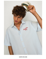 Мужская рубашка boxy fit с коротким рукавом и вышивкой, арт. 3108/557 - BERSHKA
