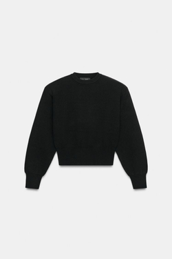 ZARA СВИТЕР С ПОДПЛЕЧНИКАМИ, ЧЕРНЫЙ