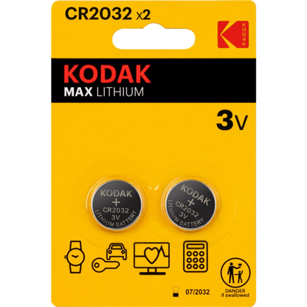 Батарейки Kodak CR2032-2BL MAX Lithium | Батарейки Литиевые