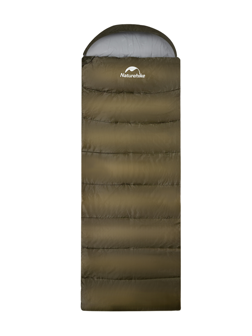 Спальный мешок Naturehike U250S с капюшоном, хаки (NH20MSD07),молния справа