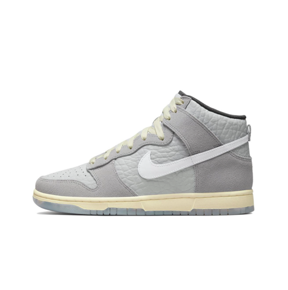 alt="Nike Dunk High Premium Culture Day DR8753-077 серые с текстурной кожей вид сбоку на белом фоне"