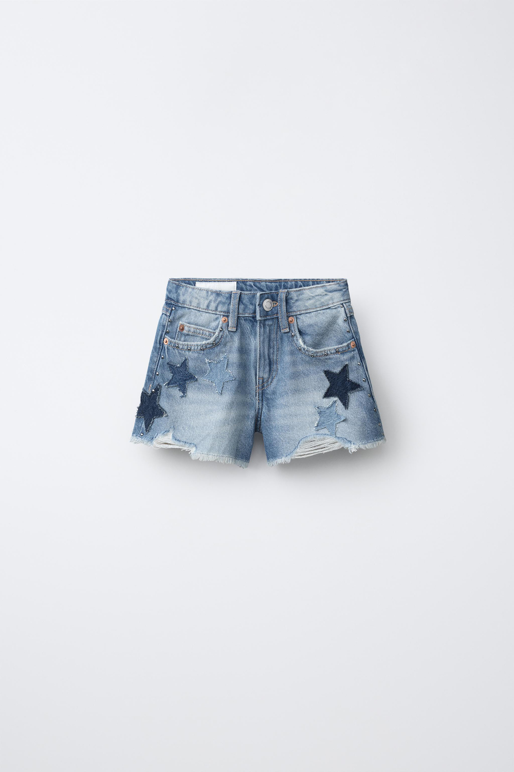 ZARA ДЖИНСОВЫЕ ШОРТЫ СО ЗВЕЗДАМИ, СИНИЙ