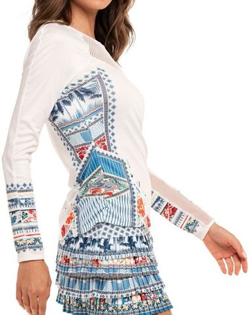 Женская теннисная футболка с длинным рукавом Lucky in Love Playing In Paradise L/S - aegean blue