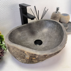 Раковина из речного камня RS-64106 (45x36x15) из натурального камня