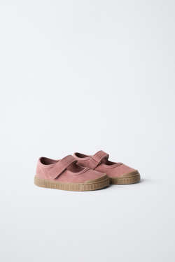 ZARA ОТКРЫТЫЕ КОЖАНЫЕ ТУФЛИ BAREFOOT, РОЗОВЫЙ