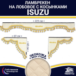 Ламбрекен с косынками двусторонние Isuzu (экокожа, бежевый, золотые кисточки)