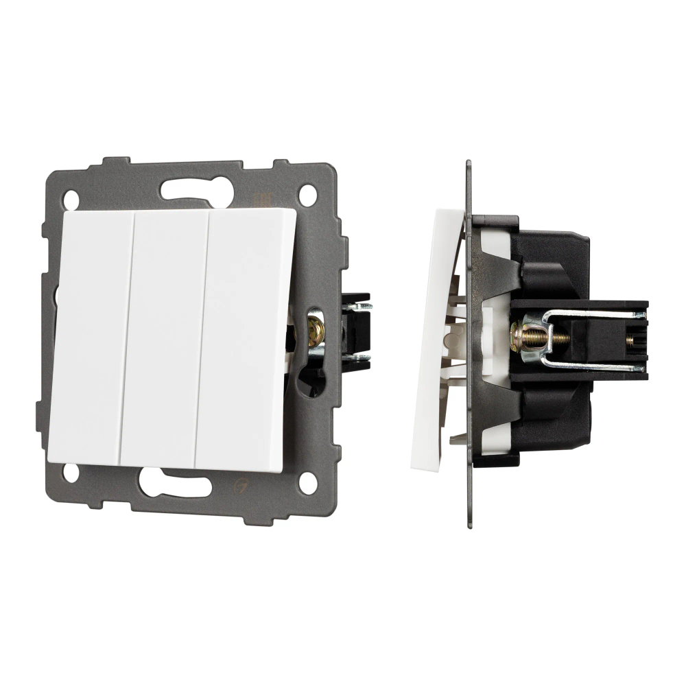 Механизм выключателя трехклавишный непроходной SWT-MK03-PL-WH-V (250V, 10A) (Arlight, -) 049896