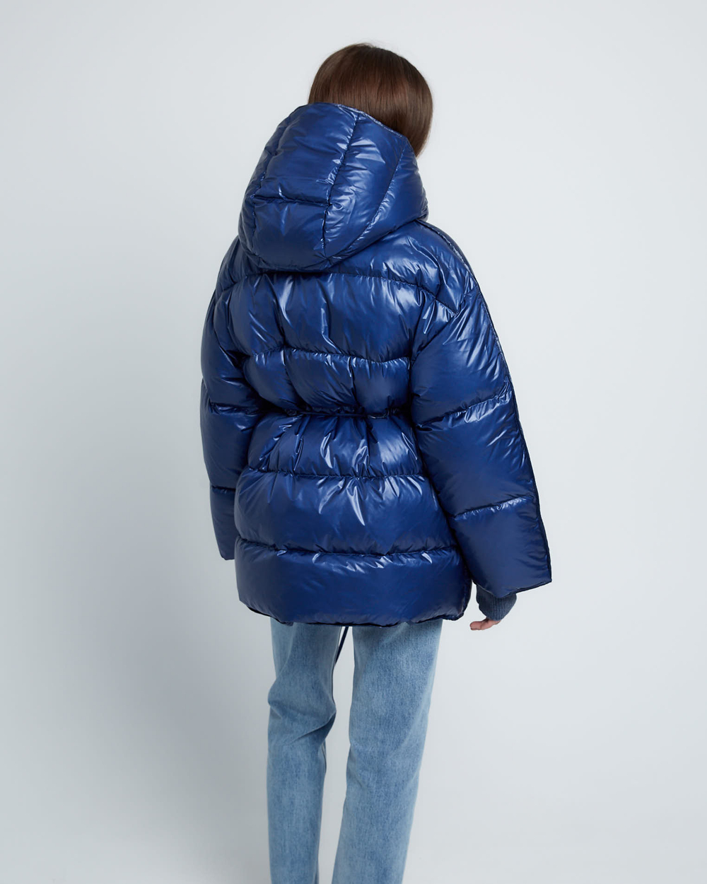 Пуховик на кулисе со съемным капюшоном из нейлона Монклер ультрамарин