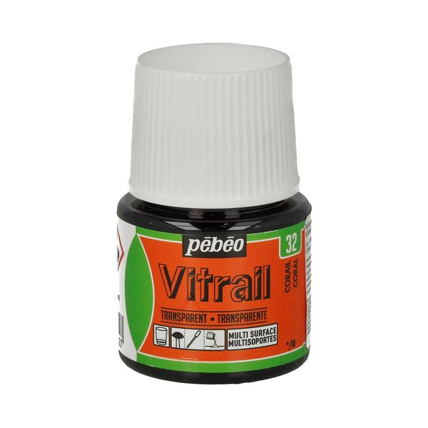 Краска для стекла и металла лаковая прозрачная Vitrail 45 мл, 050-032 лосось, Pebeo
