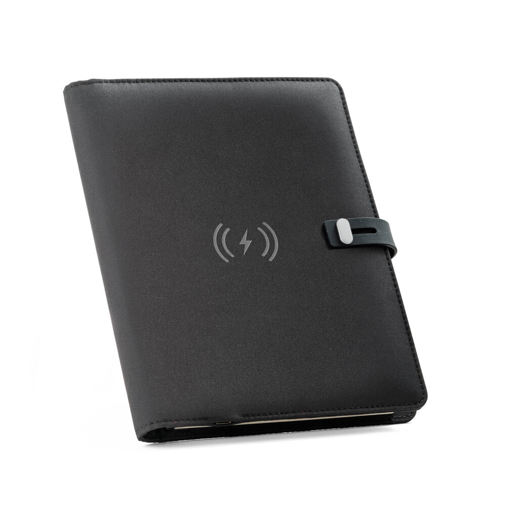 EMERGE A5 FOLDER. Папка А5 из 100% rPET 300D с беспроводным зарядным устройством