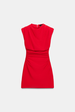МИНИ-ПЛАТЬЕ СО СБОРКАМИ И ПОДПЛЕЧНИКАМИ — ZARA