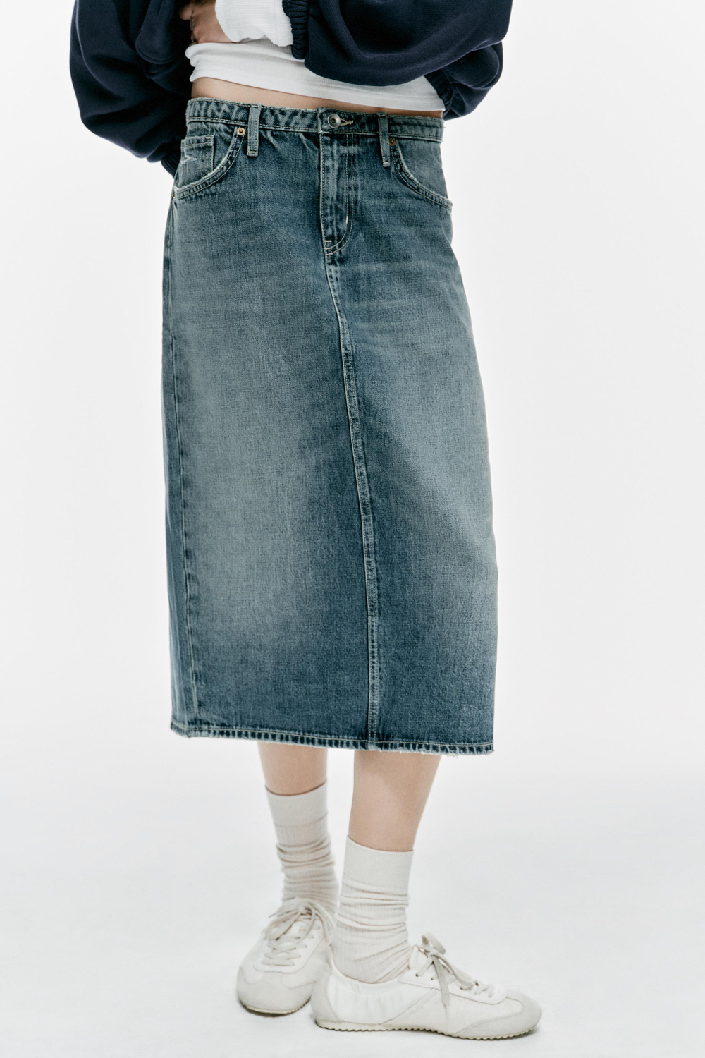 ДЖИНСОВАЯ ЮБКА МИДИ TRF — ZARA