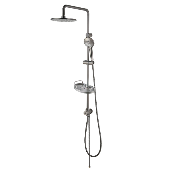 Душевой гарнитур Lemark LM3788GM с фиксированной высотой штанги и верхней душевой лейкой "Тропический дождь"