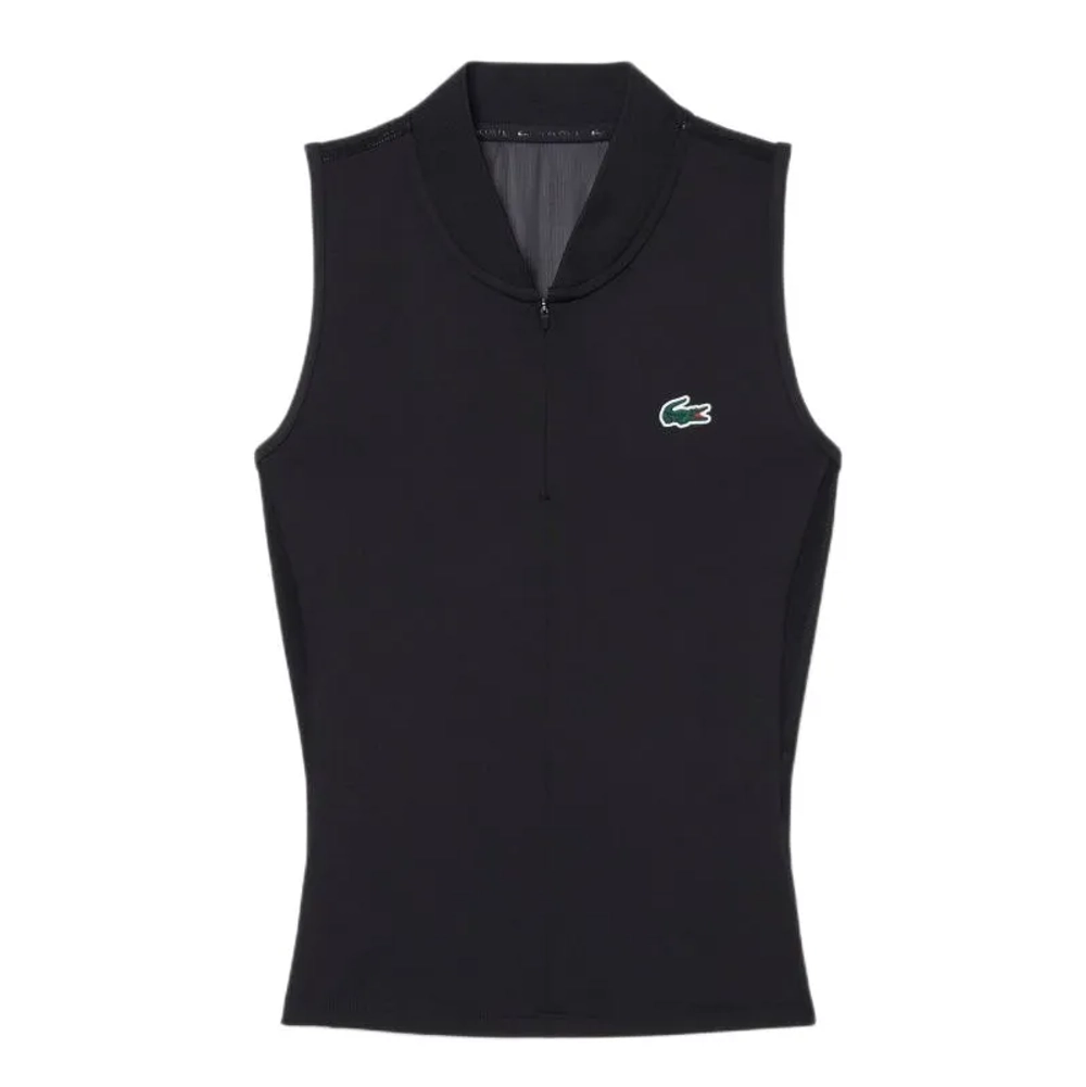 Женское теннисное поло Lacoste Sleeveless Stretch Dual Fabric Tennis - black
