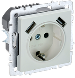 BRITE Розетка 1-местная с заземлением с защитными шторками 16А с USB A+A 5В 2,1А РЮш10-1-БрЖ жемчуг IEK
