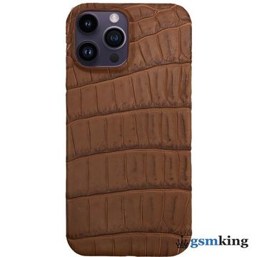 Leather Case for iPhone 14 Pro Max Croco Brown (Коричневый крокодил)
