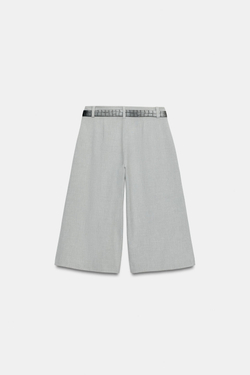 ZARA ДЛИННЫЕ ШОРТЫ С РЕМНЕМ, СЕРЫЙ