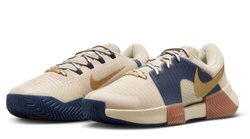 Мужские кроссовки теннисные Nike Zoom GP Challenge 1 Premium - Бежевый, небесный, Золотой