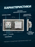 Сенсорный выключатель двухклавишный с розеткой для дома