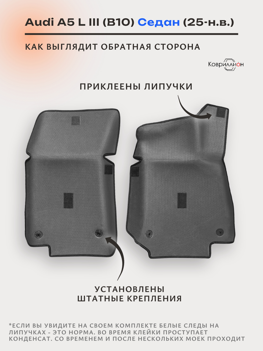 Передние автомобильные коврики ЭВА с бортами для Audi A5 L III (B10) 25-н.в. Седан