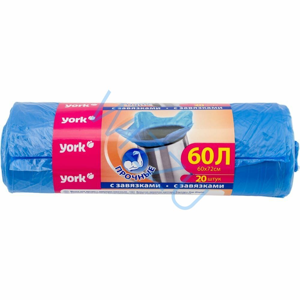 Мешки для мусора с тесьмой ЭКО Натурал YORK 60 л (10 шт)