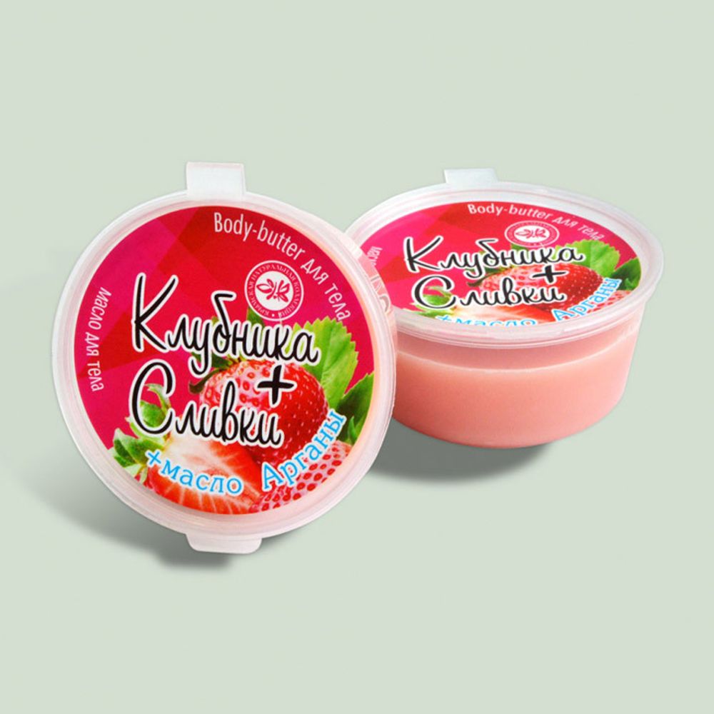 Body-butter "Клубника + Сливки", масло-плитка для тела