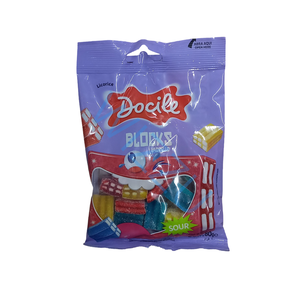 Жевательный мармелад Ассорти кислых кирпичиков Docile Assorted Sour Bricks, 80 г