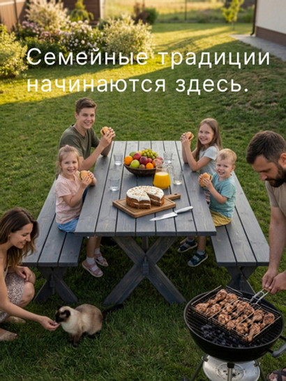 Скамейка садовая 200х44х45, Осло, деревянная скамья, массив сосны, для дома и сада, цвет графит