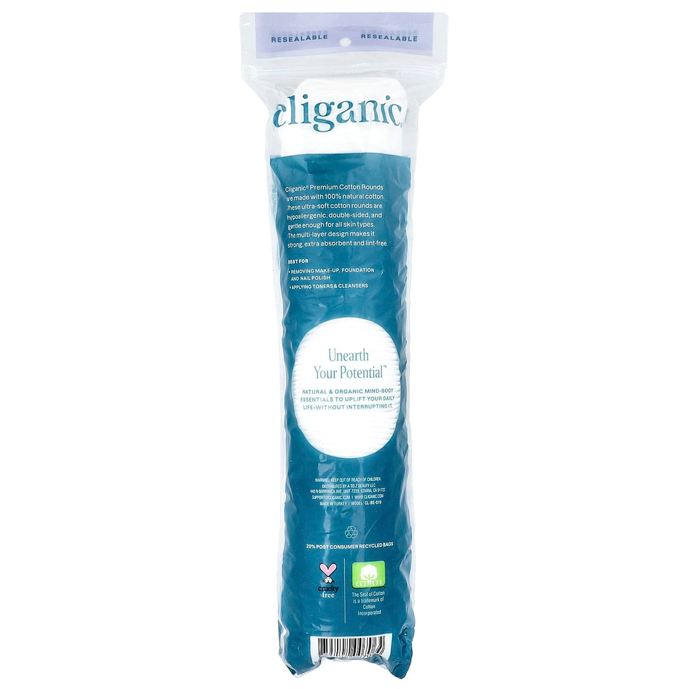Cliganic, премиальные круги из 100% хлопка, 100 шт.