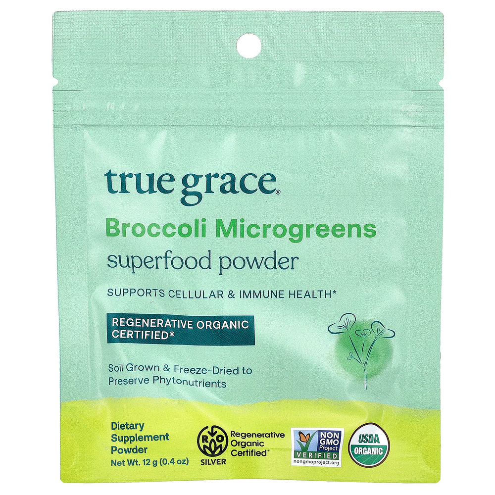 True Grace, Broccoli Microgreens Superfood Powder, 0.4 oz (12 g)
