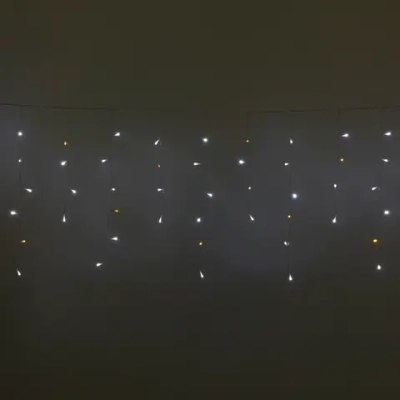 Гирлянда для улицы БАХРОМА «Мерцание» ш5м* в40/60см 180 ламп LED, прозр.пров,1 режим, IP-54, Белый/Теплый белый мерцает (возможность соединения)