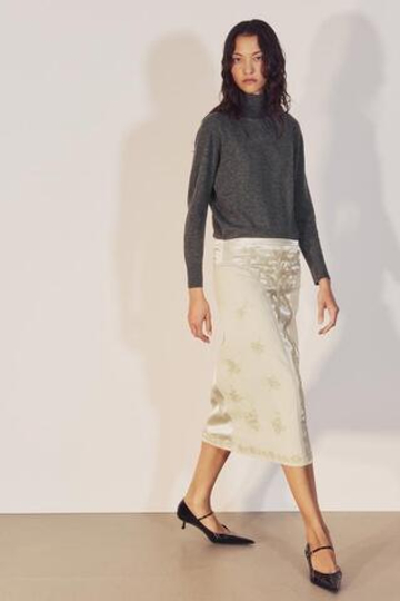ZARA ЮБКА МИДИ С ВЫШИВКОЙ — ZW COLLECTION, ЭКРЮ