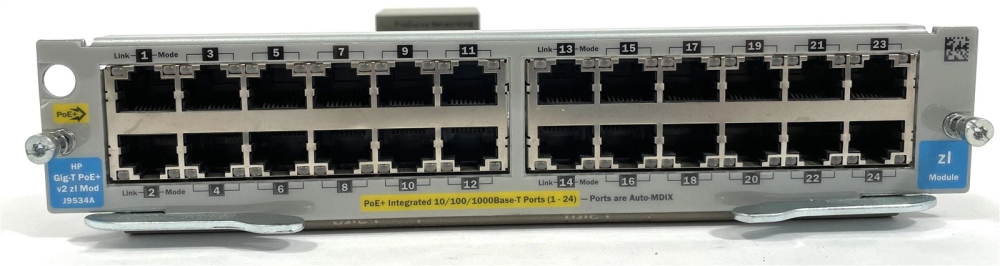 Модуль коммутатора HP J9534A 24-port Gig-T PoE+ v2 zl Module 1Gbit/s 24xRJ45 PoE+ For HP 5400zl 8200zl 5406zl 5412zl 8212zl