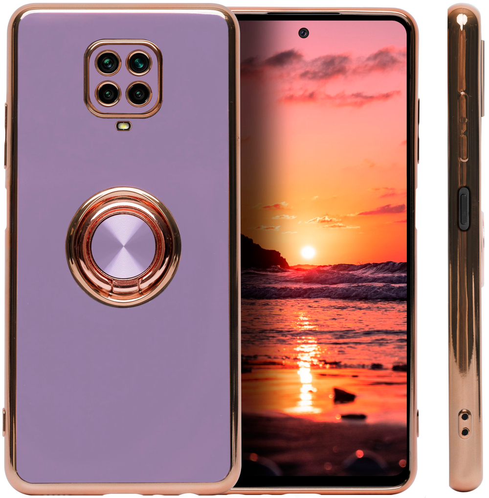 Стильный глянцевый чехол для XIAOMI REDMI NOTE 9 PRO/ 9S/ POCO M2 PRO с кольцом-подставкой и бархатной подкладкой
