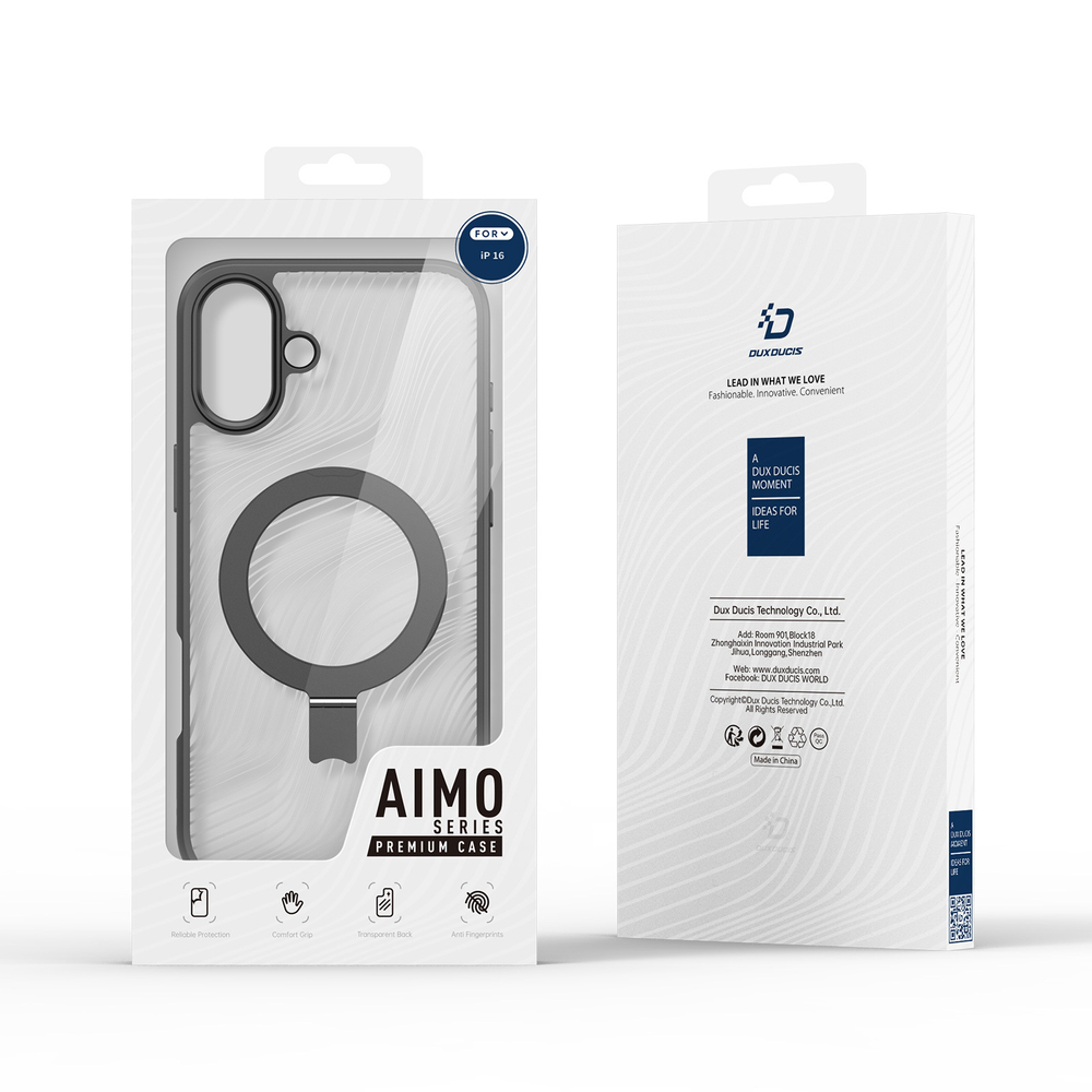 Защитный чехол с поддержкой MagSafe от Dux Ducis для iPhone 16, серия Aimo Mag (версия с магнитной откидной подставкой)