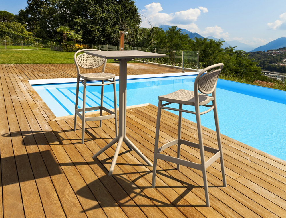 Стол пластиковый барный складной Siesta Contract Sky Folding Bar Table 60, бежевый