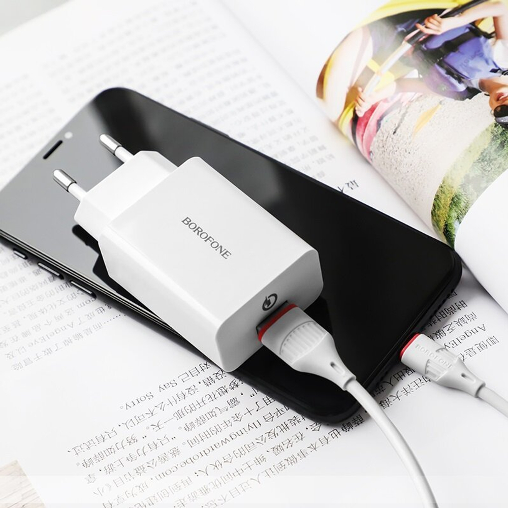Сетевая зарядка 1-гнездо USB 5-18В 3А QC3.0 BOROFONE
