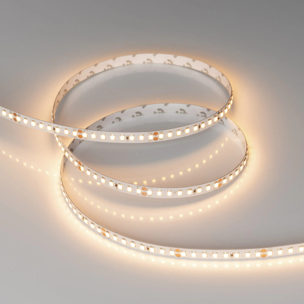 Светодиодная лента RT-A160-8mm 24V Warm3000 (12 W/m, IP20, 2835, 50m) (Arlight, высок.эфф.150 лм/Вт) 024553(2)